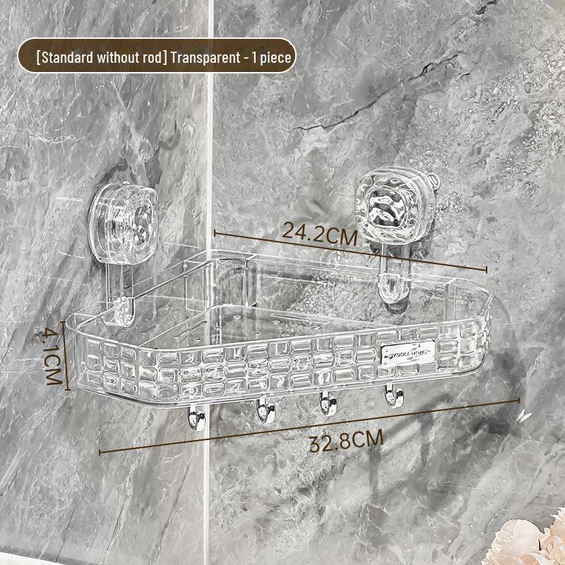 Punch-Free Bathroom Shower Storage Rack - Suction Cup Wall-Mounted Organizer