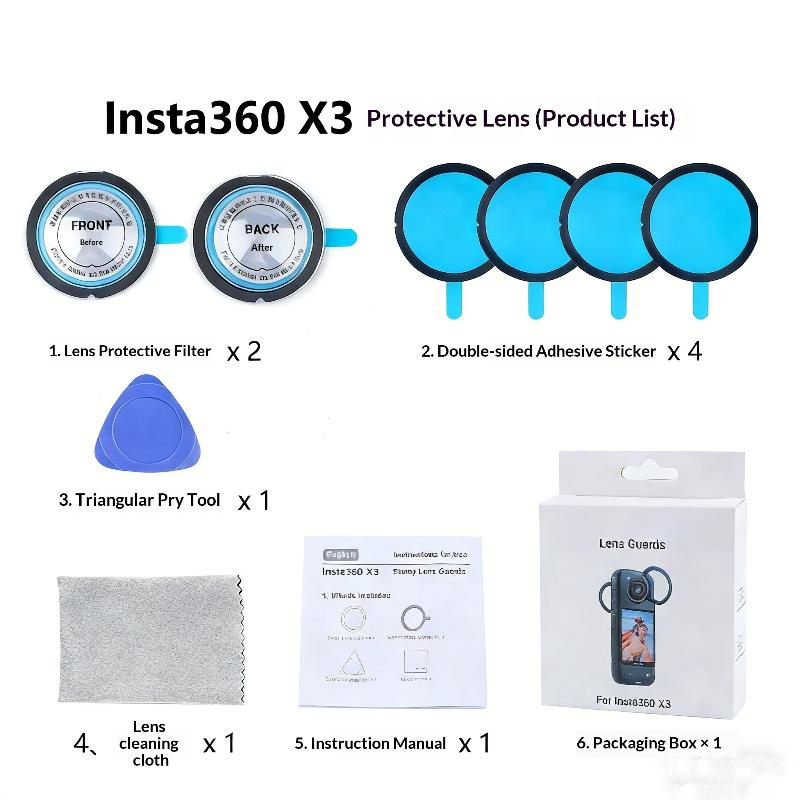 

1 Set Silicone Case Lens Protector Cap Cover Lens Guards Carrying Case Protective Frame For Insta360 X4 X3 X2 Camera Accessories