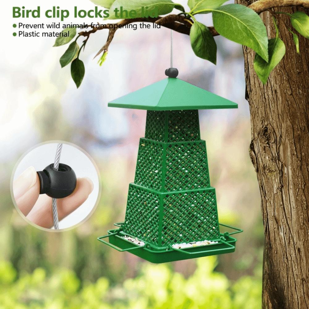 Mangeoire à oiseaux sauvages coupe-vent pliable grande capacité distributeur de nourriture pour oiseaux avec corde de suspension station d'alimentation pour oiseaux polyvalente extérieure