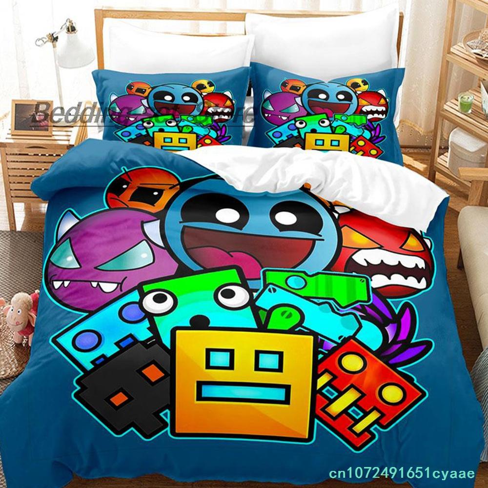 Hip Hop Angry Geometry Dash Bettwäsche Set Einzel Twin Voll Königin King Size Bett Set Spiel Schlafzimmer Bettbezug Sets Anime Bett