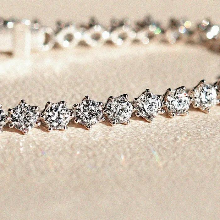 [14K/Moissanite] Flower Tennis Bracelet (Part 2)