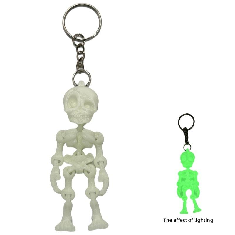 3D Printed Skeleton Keychain Pendant Joint Mobility Skeleton Stress Relief Toys Desktop Ornament Craft For Kid Halloween Gift
