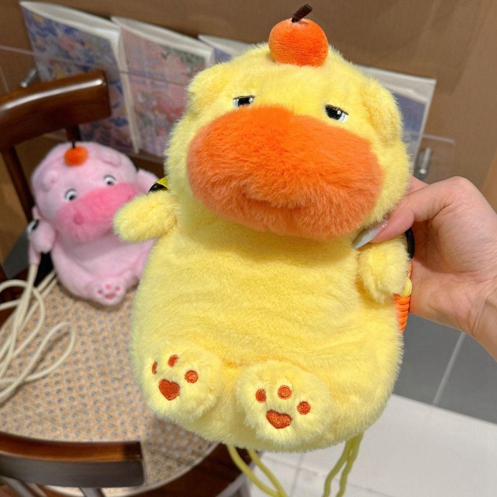 Animal Doll Capybara Plush Crossbody Bag Persimmon Cartoon Plush Shoulder Bag  Office