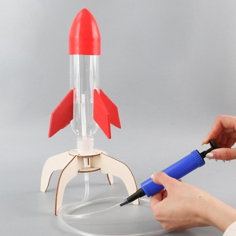 Educational DIY Water Rockets Model Launchers Science Experiment Handcraft Projects With Wooden Materials For Students