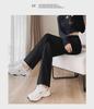 Women's Black Wide-Leg Suit Pants, 2024 Spring Design, High-Waist, Loose Drape, Floor-Length Casual Trousers