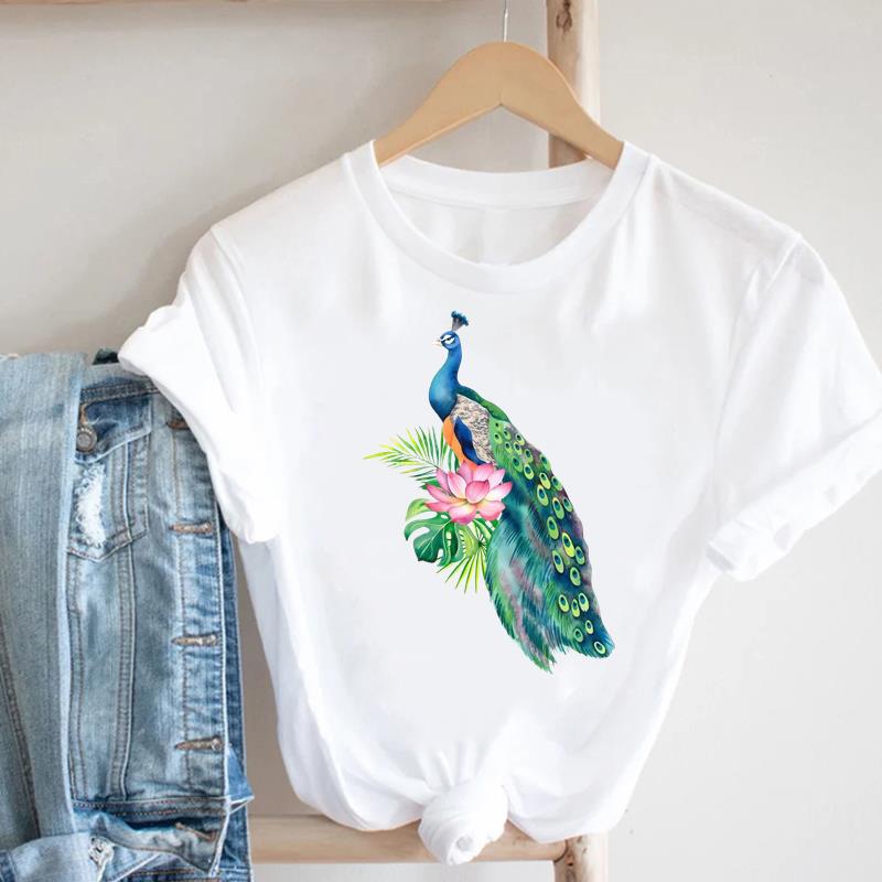 (Asian Size) letter love flower Lady Female Top Graphic Short Sleeve T-shirts Printed Fashion Clothing Women Casual T Shirt Tee