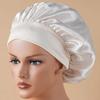 Faux Silk Satin Stretch Sleep & Shower Cap - Narrow Brim Round Cap for Hair Care