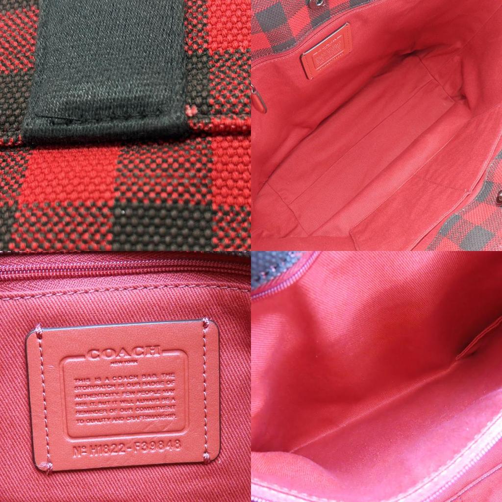 Used COACH Tote Bag F39848 canvas/leather Red black Shoulder