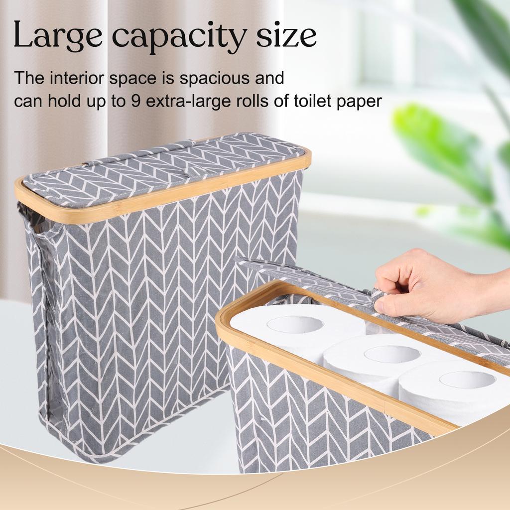 Toilet Paper Storage Basket Bathroom Organizer with Lid and Clear Side Window Large Capacity Tissue Holder Bathroom Accessories