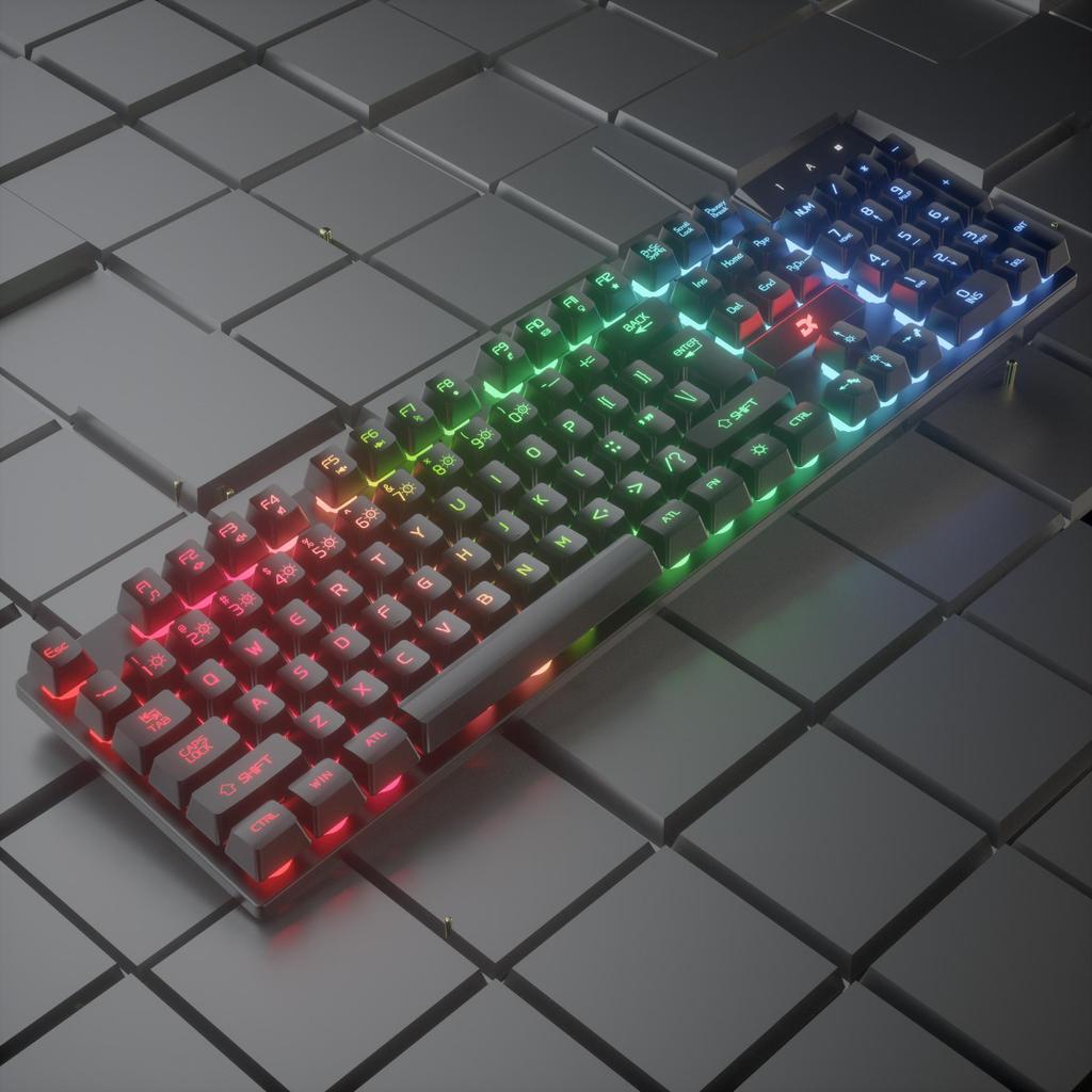 Luminous Wired Keyboard & Mouse Set with Floating Keycaps - USB, Mechanical Feel for Gaming Desktops & Laptops