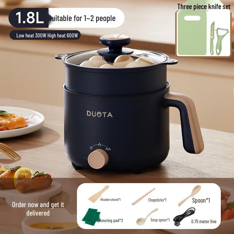 Multi-Functional Electric Cooker and Steamer for Dorms - Compact One-Person Hot Pot for Instant Noodles and More