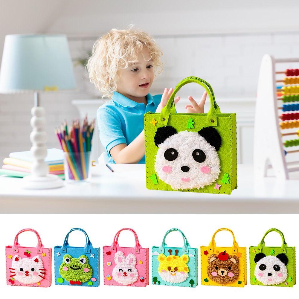Multicolor DIY Felt Animal Bag Kits Educational Crafts Sewing Needle and Thread Cartoon Animal Felt Sewing Kit Making Supplies