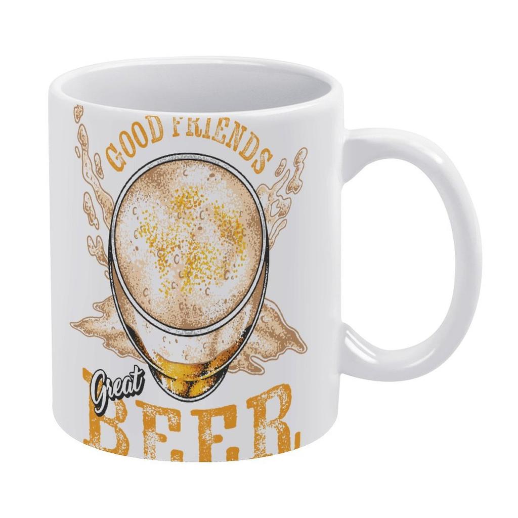 1pc 11oz White Mug with Double-Sided Print for Beer Enthusiasts, Daily Drinking Cup, Great Gift