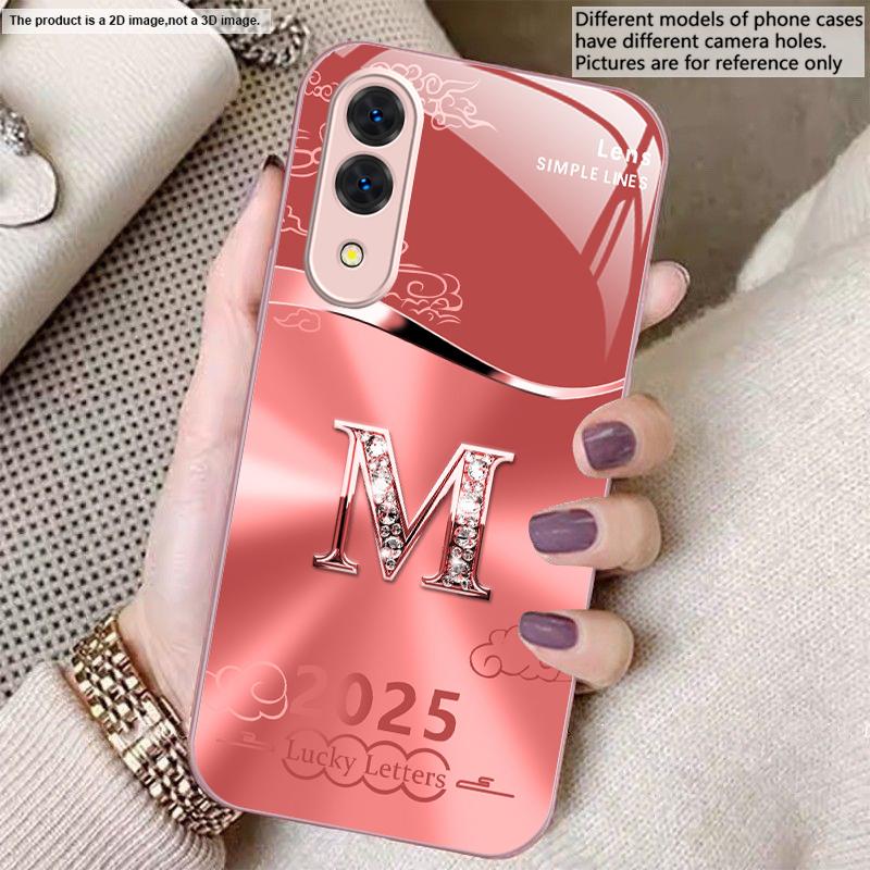 

Gradient yellow letter M For Samsung S22 S8 S9 10 20 Ultra S21 Pro S22 Plus S23 FE S24 Ultra S25 Edge S25Ultra Glass Phone Case Galaxy S23+