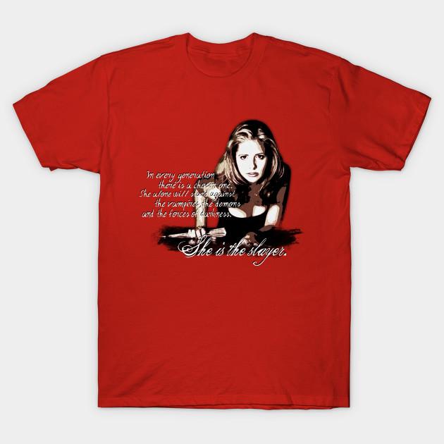 

Men Black Print T-shirt Buffy The Vampire Slayer No-Cut Transfer Paper Print Cotton Tshirt S червоний