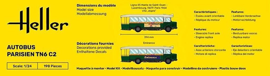 Platz Autobus Parisian TN6 C2 Plastic Model HE80789 Hérère 1/24