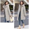 Women’s Winter High End Elegant Thickened Mid Length Padded Down Coat Waist Cinched Hooded Warm Fashion Outerwear