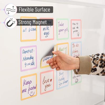 12pcs Reusable Magnetic Notes Memo Boards Whiteboard Fridge Locker Magnetic Dry Erase Board Office Classroom Home Organization