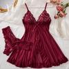 Multi-Color Mesh V-Neck Lace Camisole Lingerie Set