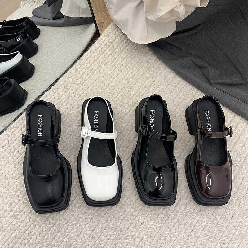 Fashion Slippers Casual Cover Toe Women's Shoes With Platform Pantofle Slides Luxury 2025 Square Mary Janes Square Toe Slippers Casual F