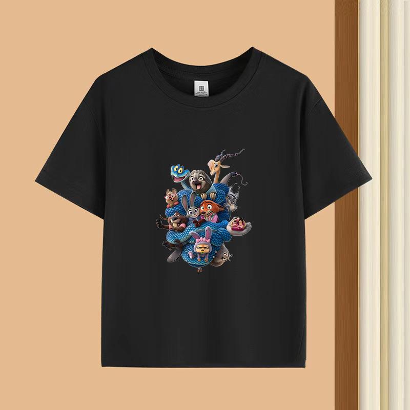 Dětské tričko s krátkým rukávem a kulatým výstřihem - 230g čistá bavlna s potiskem zvířat