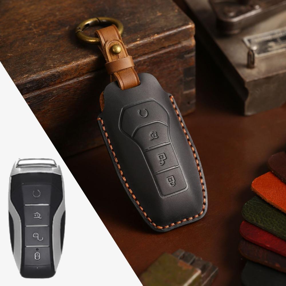 Genuine Crazy Horse Leather Key Case for BYD Dolphin Tang Qin Han Song Car Keys Protection Cover