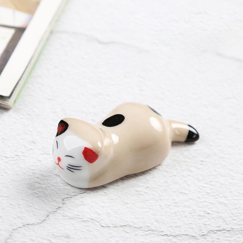 1Pc Chopstick Rest Home Decoration Chopsticks Pillow Hotel Spoon Creative Ceramic Forks Holder Cat Shape