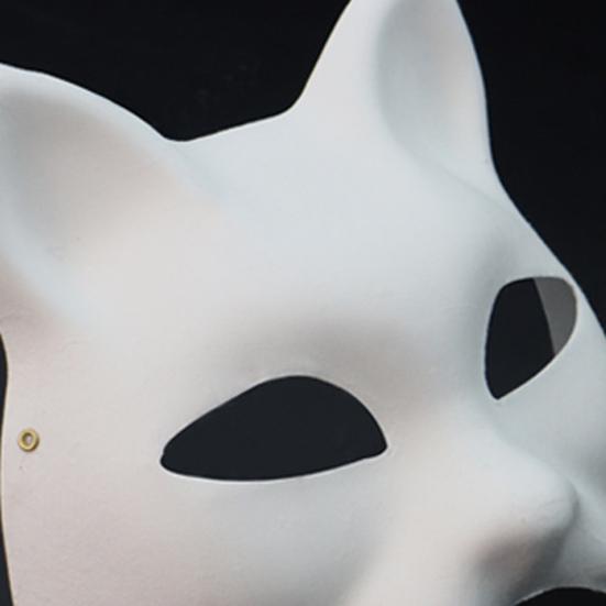 DIY Therian Masque Kit Blank Hand Painted Half Face Cat Fox Masque with Fur Eye Mesh And Felt Sheet for Halloween Carnival Masquerade Party Cosplay