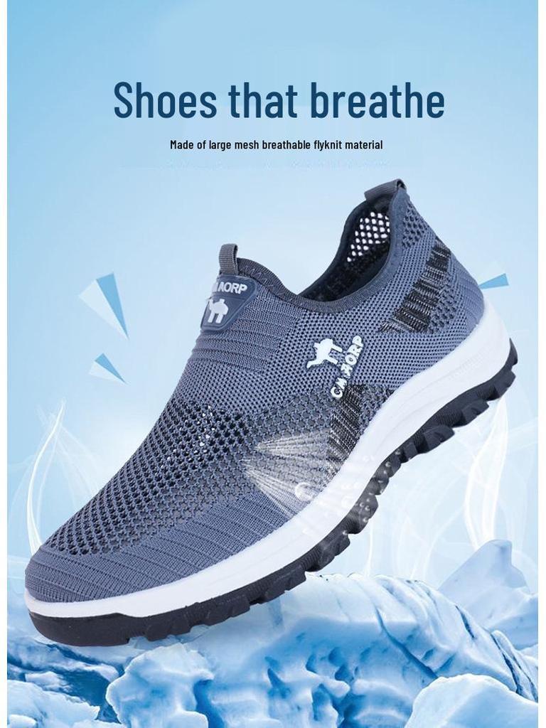 Men's Summer Breathable Slip-On Lightweight Mesh Running & Hiking Shoes.