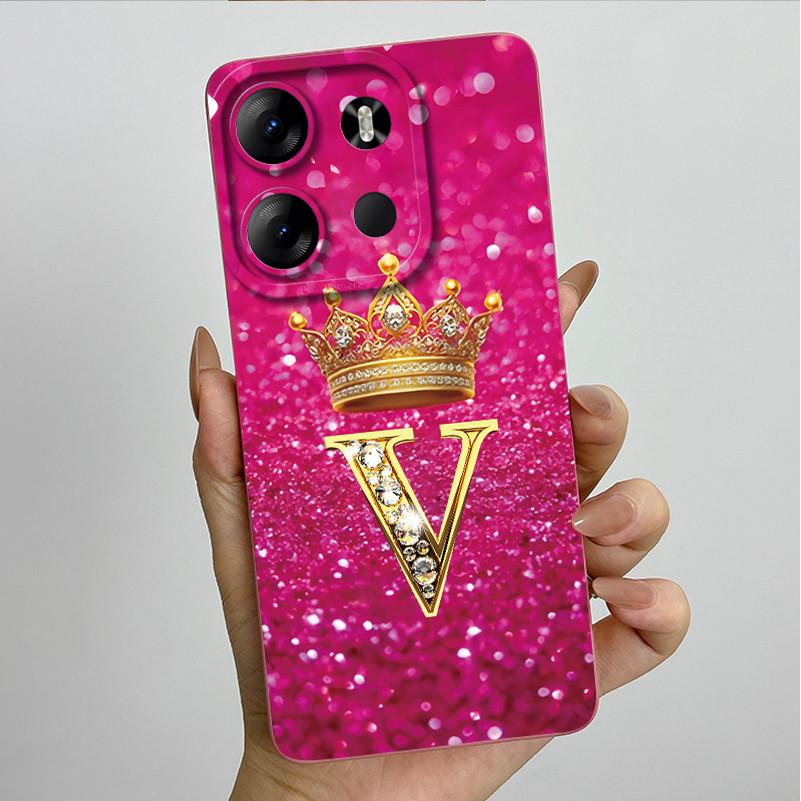 For Tecno Pop 7 Pro Pop7 BF6 BF7 Phone Case Crown Letter Back Cover Soft Liquid Silicone Fundas For Tecno Spark GO 2023 Bumper
