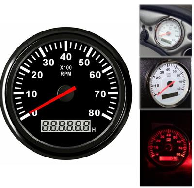 85mm 0-8000RPM Car Marine Tachometer Boat Gauge Digital Hourmeter Diesel Engine