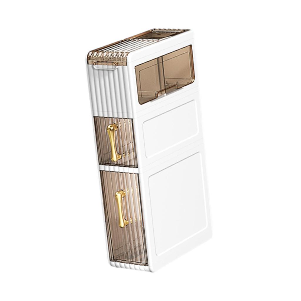 Bathroom Storage Floor Cabinet with Drawers Handles Silent Wheel Space Saving