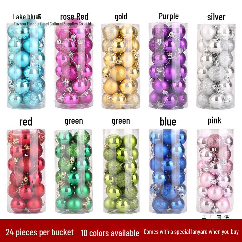 

Light Pink Electroplated Christmas Tree Ornaments: 24 Shiny Ball Decorations with Silk Flowers 3cm Green