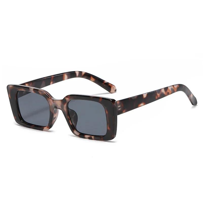 Vintage Gradient Leopard Print Women Men Square Sunglasses Luxury Designer Lenses for Beach Travel Fashion