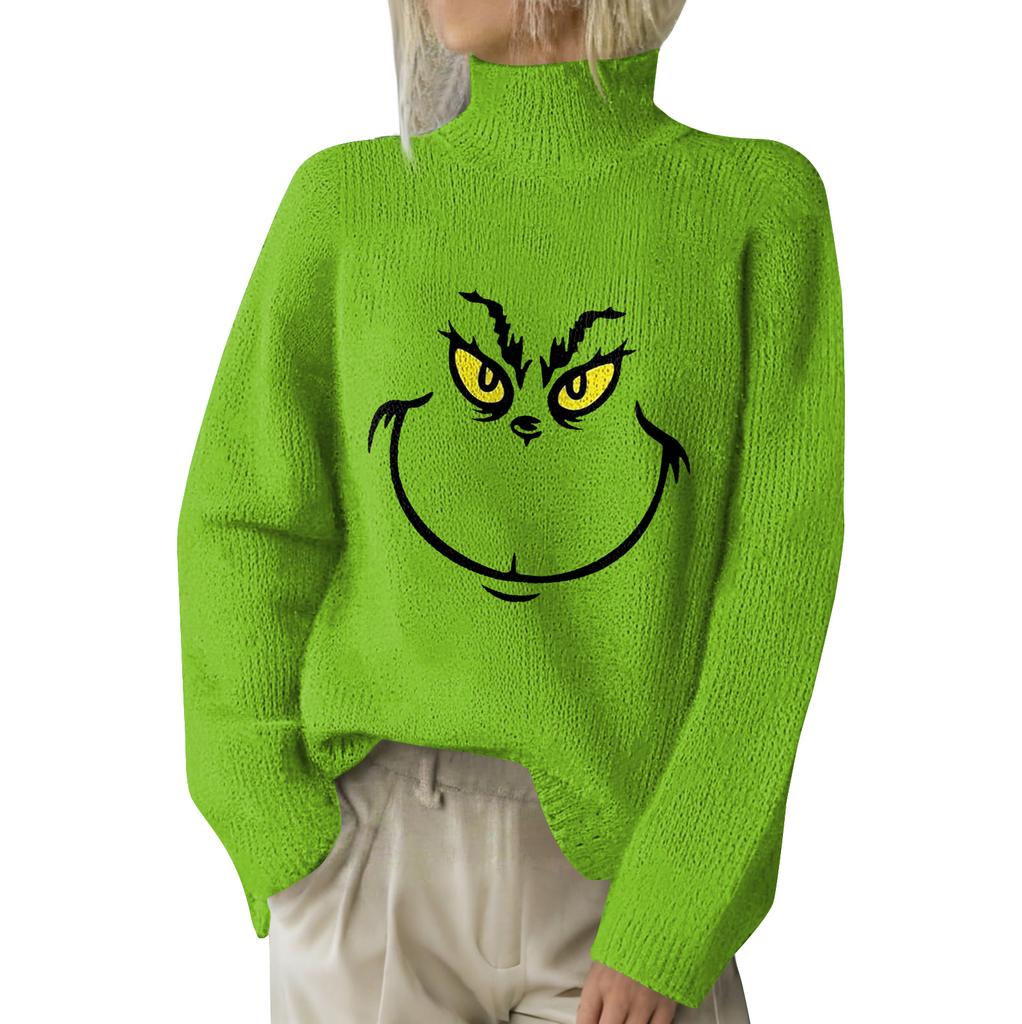 Julegensere for kvinner Strikkegenser Søt skjorte Høst Turtleneck Pullover Topper