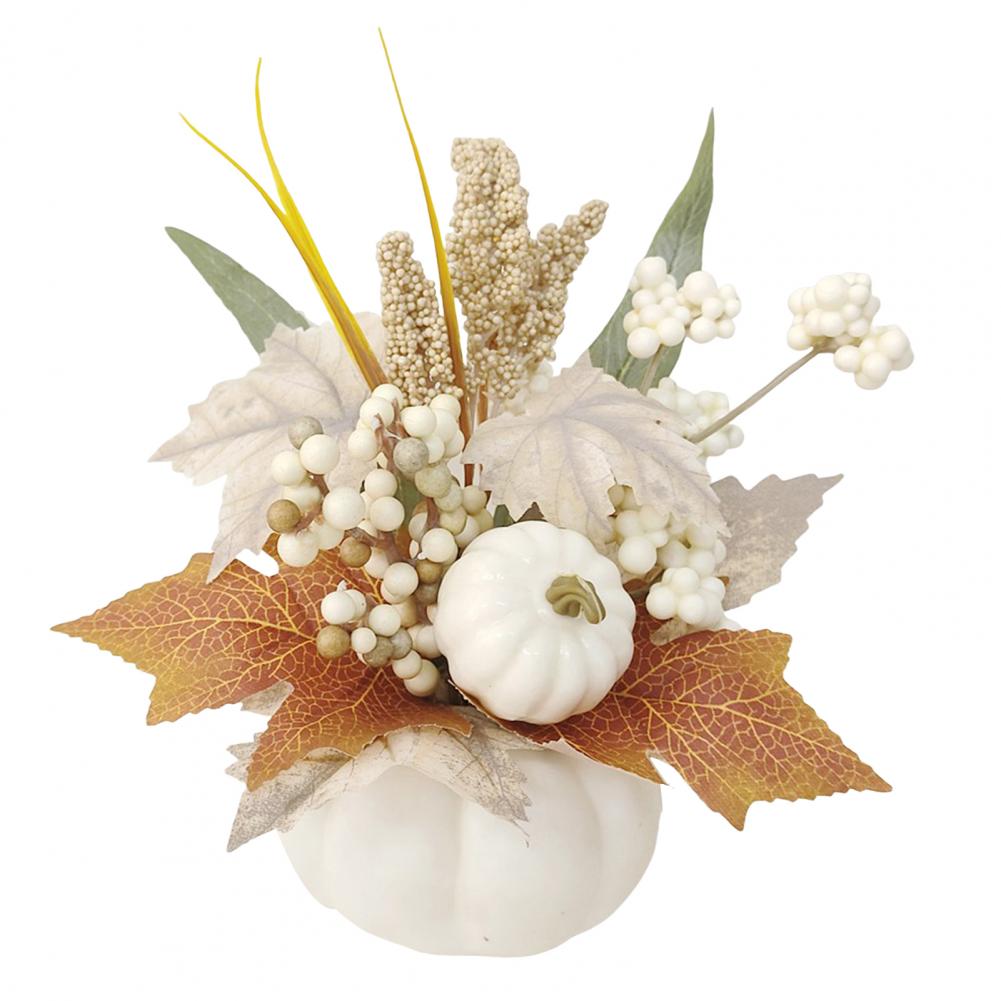 Autumn Artificial Garland Fall Leaves Wreath Thanksgiving Harvest Festival Decor Artificial Garland with White Pumpkin Pinecone
