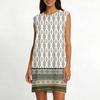 Women's Casual And Fashionable Round-neck Sleeveless Printing Mid Length Dress