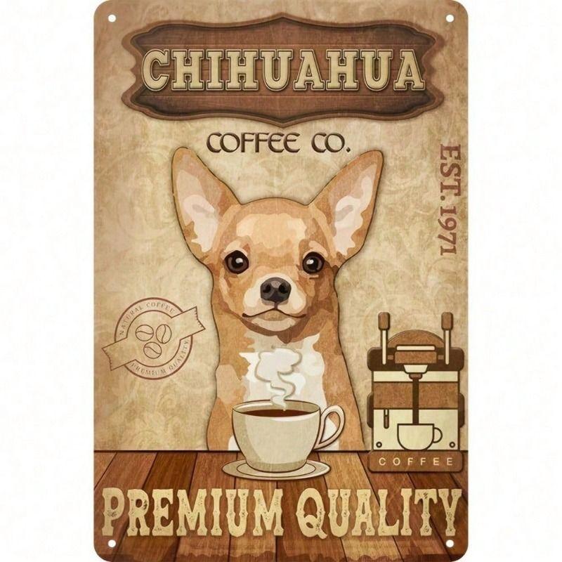 Retro Metal Sign Chihuahua Vintage Wall Art Kitchen Cafe Decor 20x25 cm