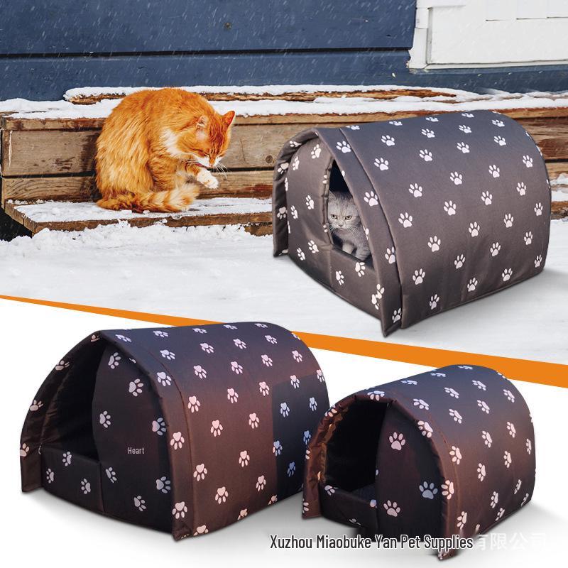 Outdoor Winter Warm Cat & Dog House: Oxford Cloth Shelter with Sun & Rain Protection