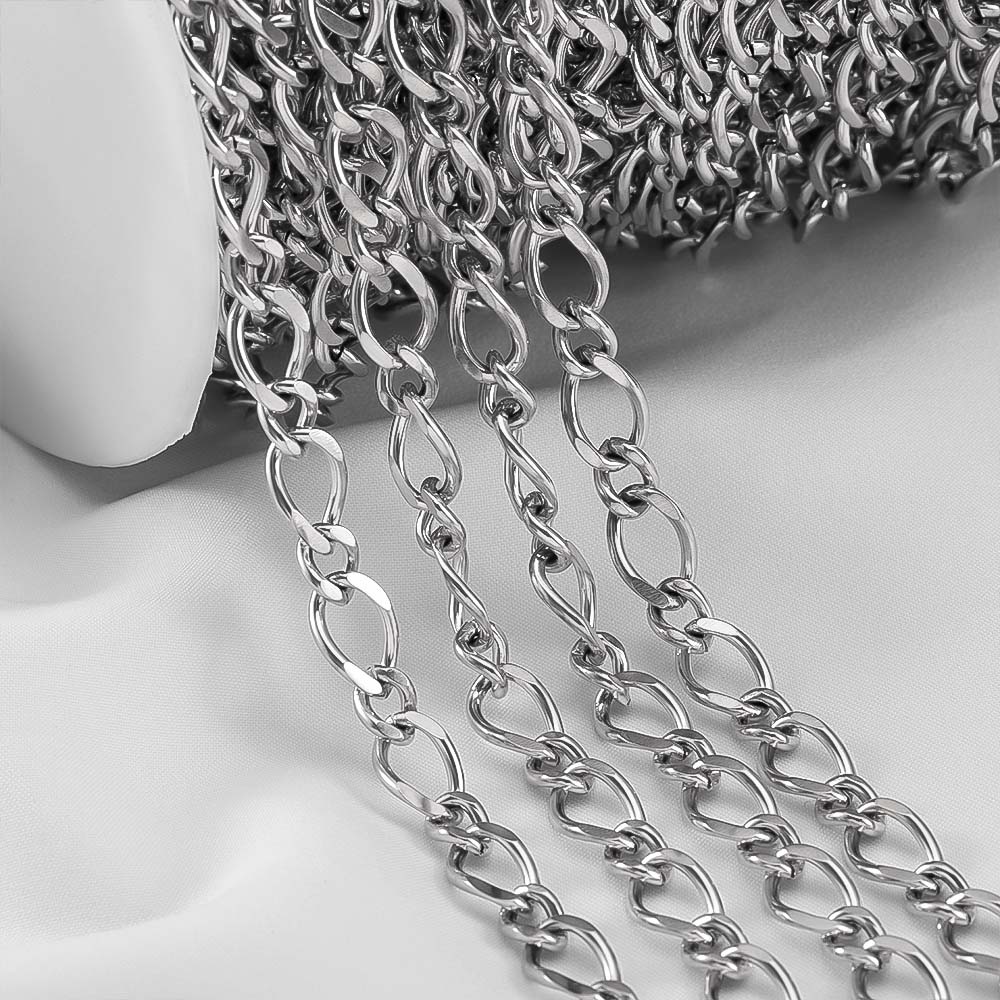 No Fade 1M Stainless Steel Cuban Keel Figaro Chain for Needlework DIY Chunky Necklace Bracelet Jewelry Making Materials Supplies