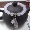 Amethyst Chalcedony Bracelet with Vajra Bell Pendant - Handmade Beaded Jewelry for Women