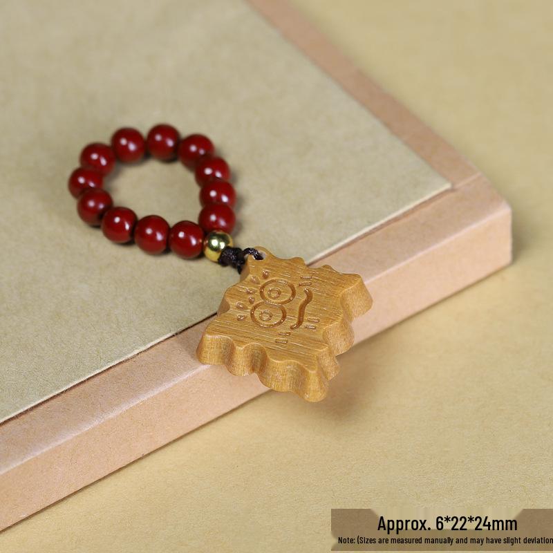 Cinnabar Zodiac Pendant: Handmade Finger-Wound Beads for Keychain or Bag Charm