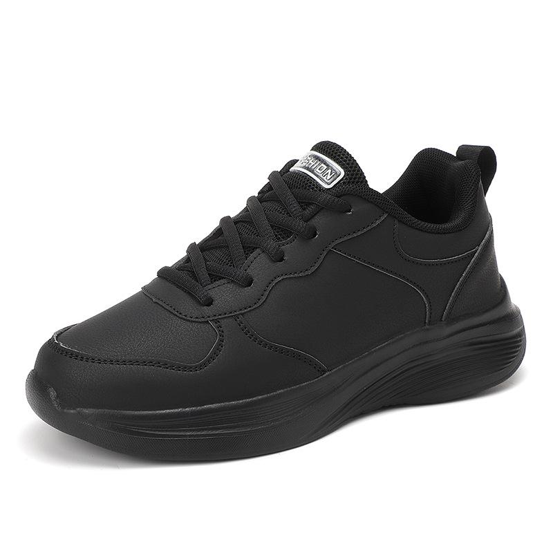 Leather waterproof shoes, black soft-soled casual sports shoes, sports lightweight, comfortable and non-slip shoes, spring and autumn