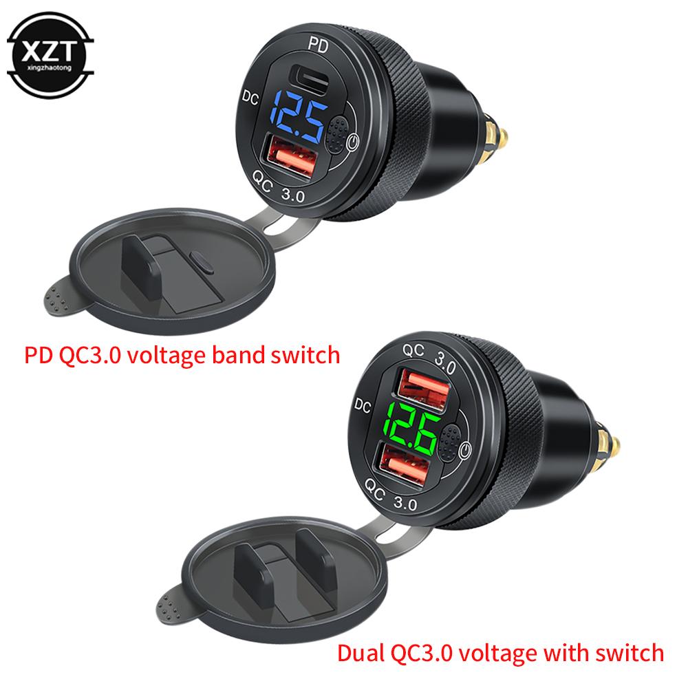 Nabíječka do auta Duální USB Rychlá nabíječka 12-24V QC3.0 nabíjecí adaptér z hliníkové slitiny pro