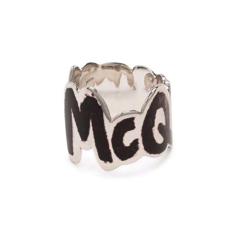 Alexander McQueen Graffiti Logo Brass Ring Men jewelry Silver 684627I11DY1075 Silver,F