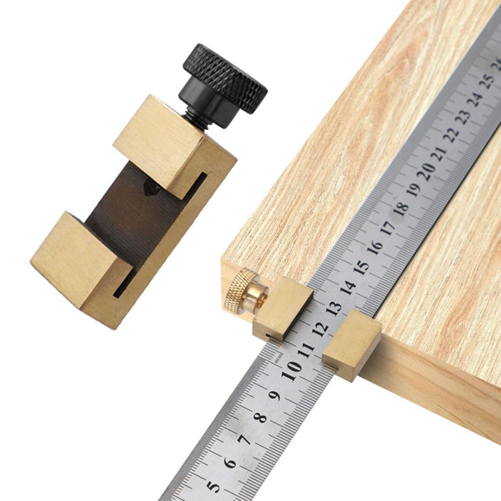 Brass Line Locator DIY Measuring Tools Ruler Limiter High Precise Steel Ruler Positioning Block Adjustable for Carpentry Scriber