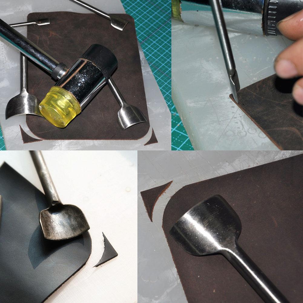 Metal Half-Round Cutter Punch with 9 Sizes DIY Leather Punching Tool Handmade Silver for Crafting Strap Belt Bag Wallet