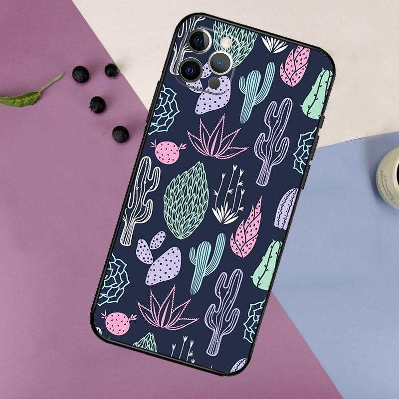 Cactus Pattern Phone Case For iPhone 16 15 14 13 12 11 17 Pro Max 13 Mini 16 Plus 16e 17 Air Bumper Cover