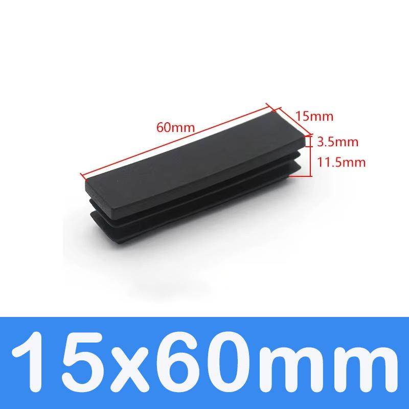 Rechthoekige Buis Dop Inzetstukken Zwart Plastic Afsluitdoppen 10x15mm-60x100mm Meubels Tafels Stoelen Voetdoppen