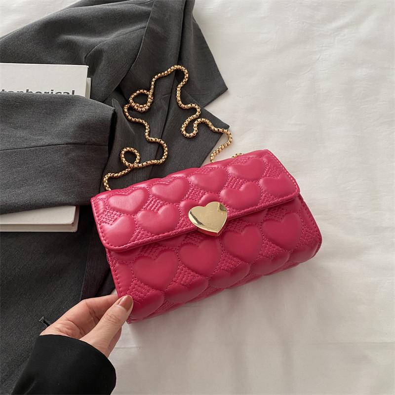 Fashionable Pu Leather Small Chain Bag For Women 2024 Trendy Shoulder Bag маджента